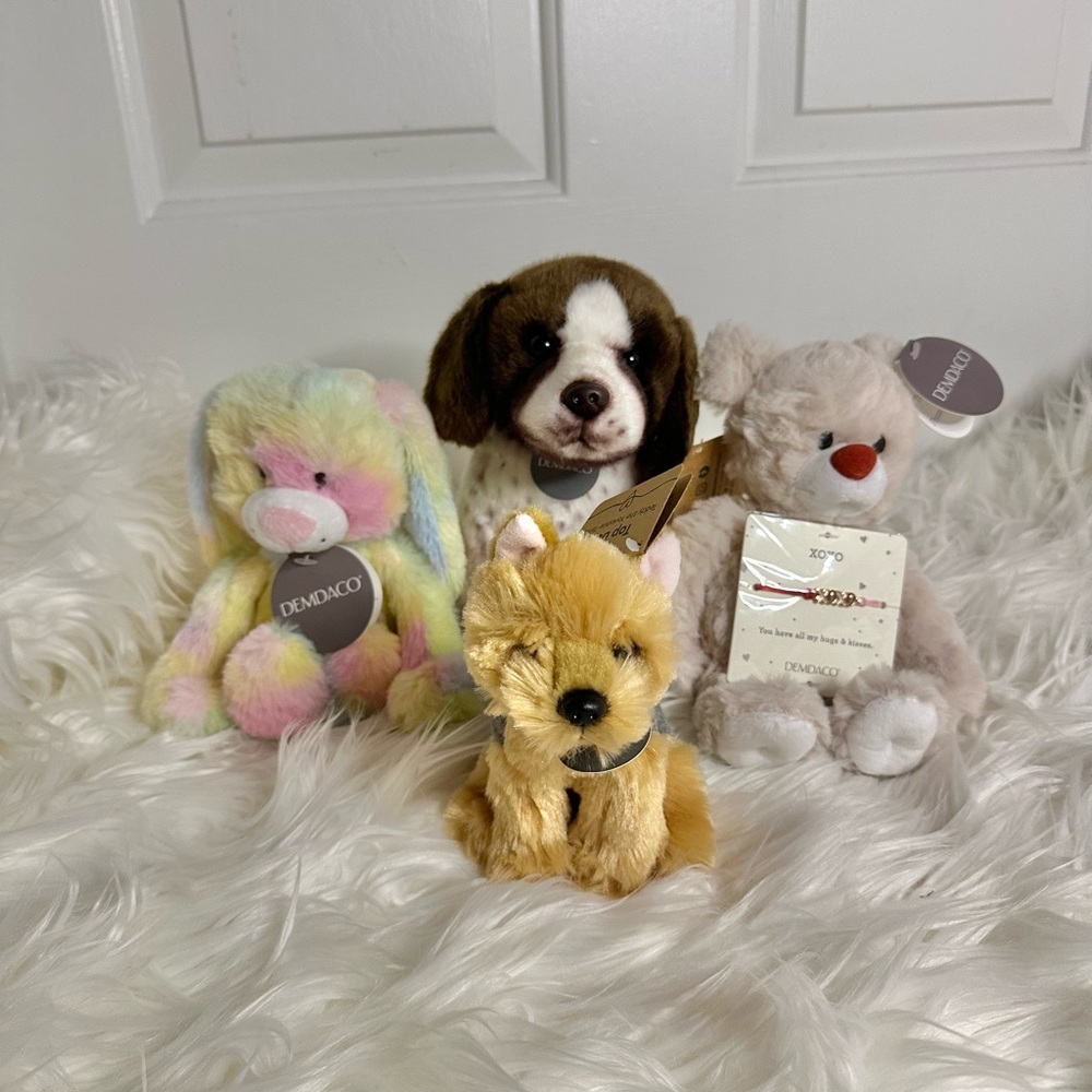 Demdaco Pink and Brown Stuffed Animal Collection